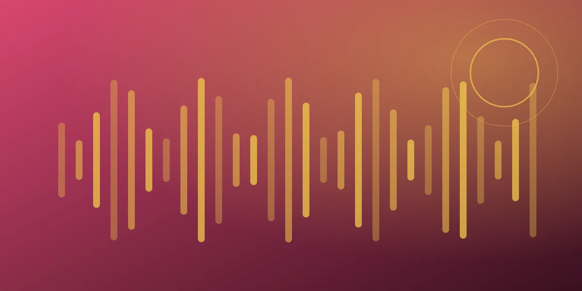 Abstract waveform in magenta and gold representing AI-generated marketing video