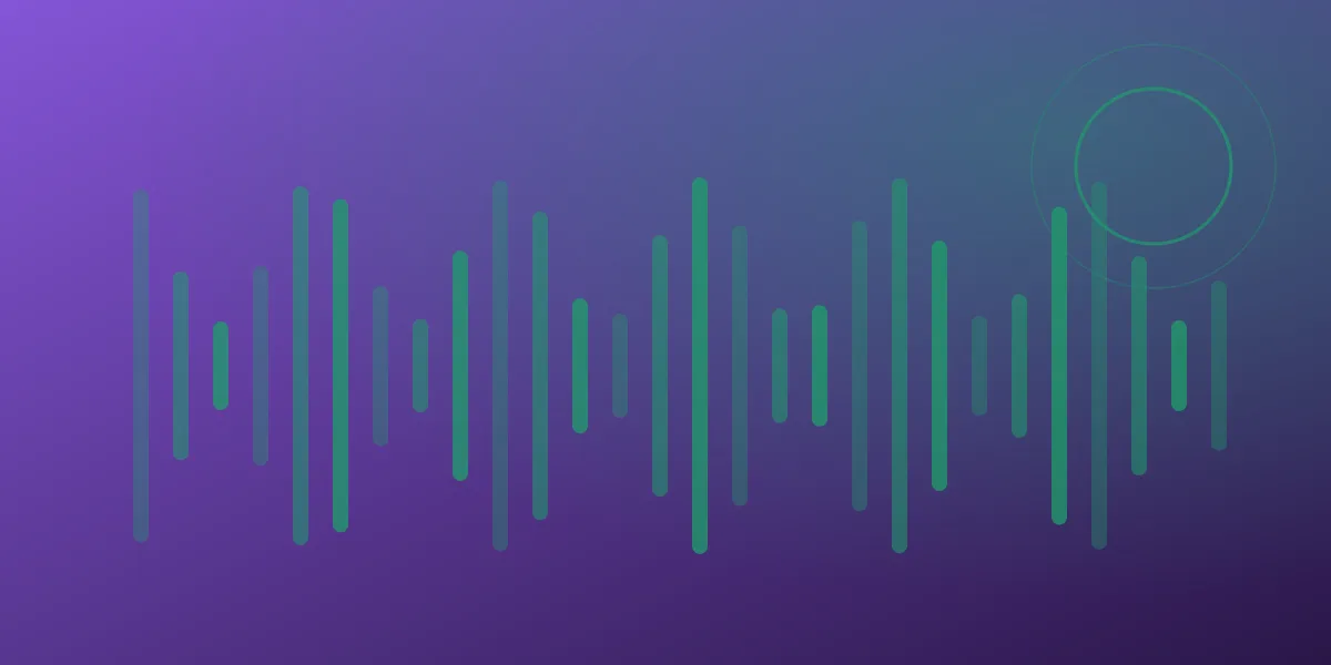 Abstract waveform in violet and green representing two AI voice platforms compared
